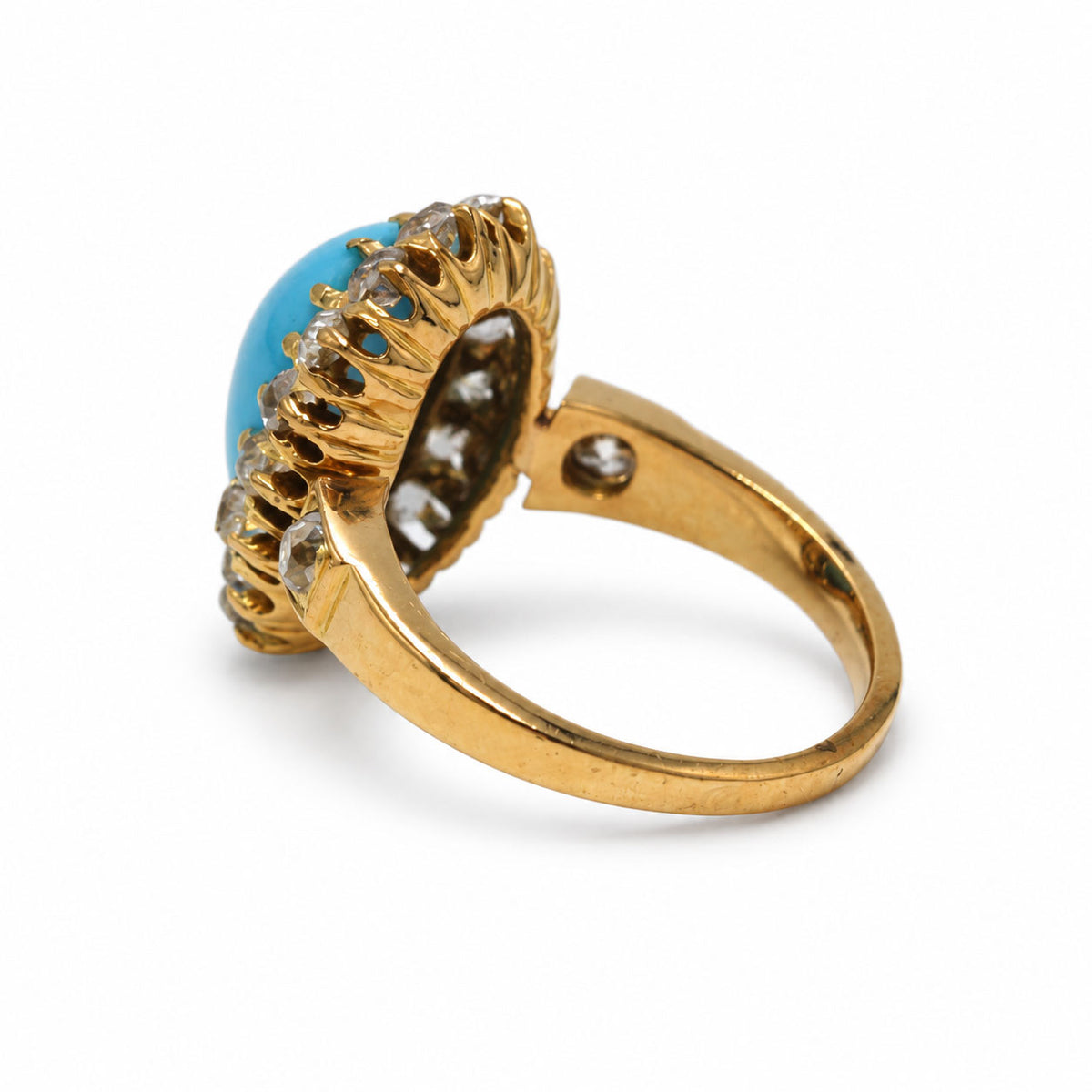 Bague Marguerite en or jaune, turquoise et diamants