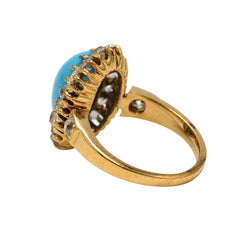 Marguerite Ring in Yellow Gold, Turquoise, and Diamonds