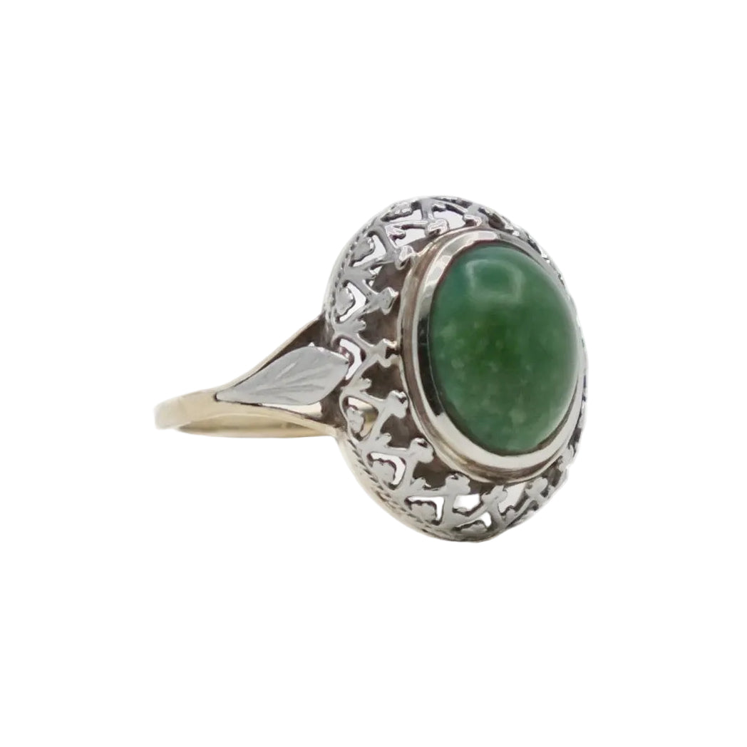Ring in white gold, yellow gold, and turquoise