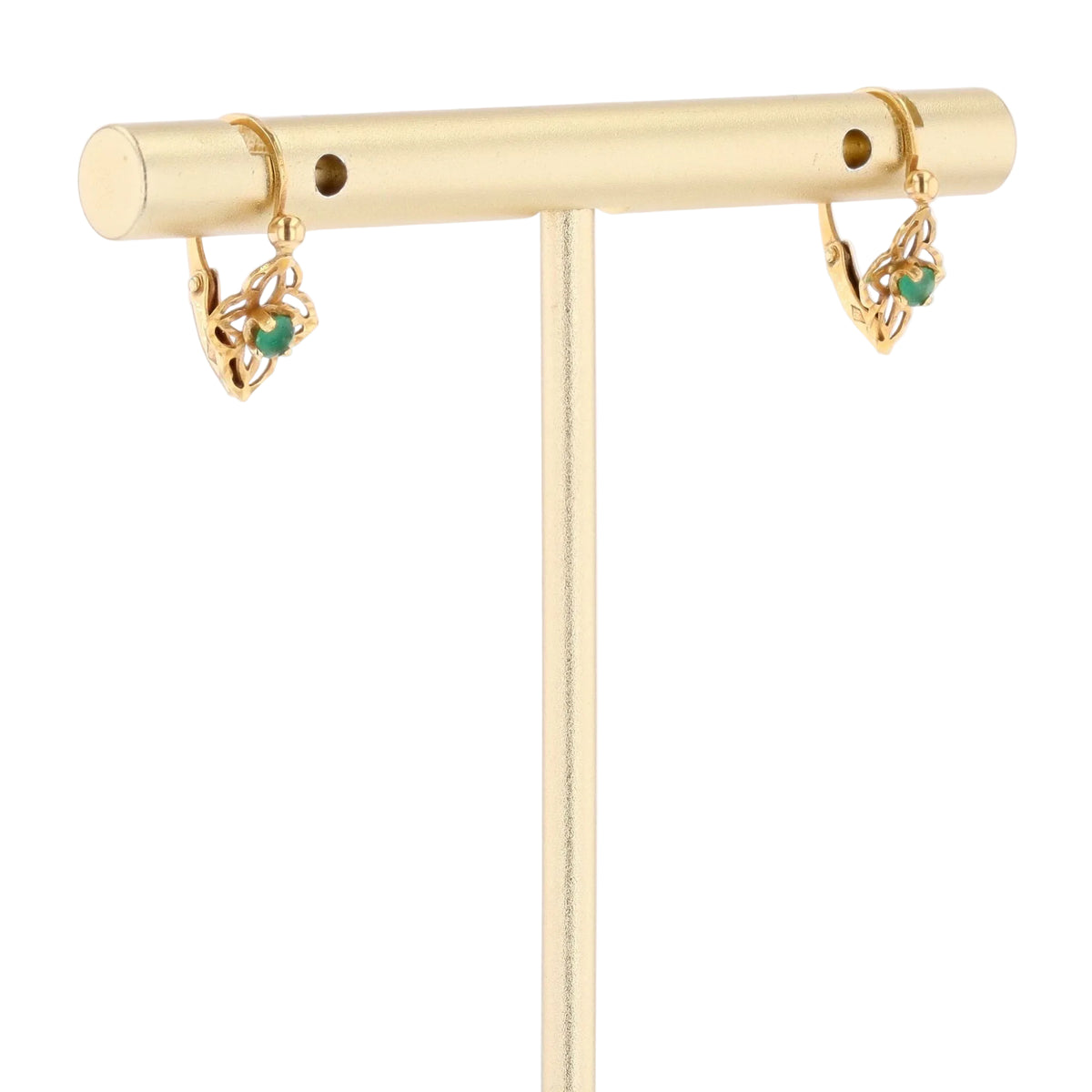Yellow Gold and Emerald Lever-back Earrings