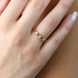 Yellow Gold Wedding Band with Rubies and Diamonds