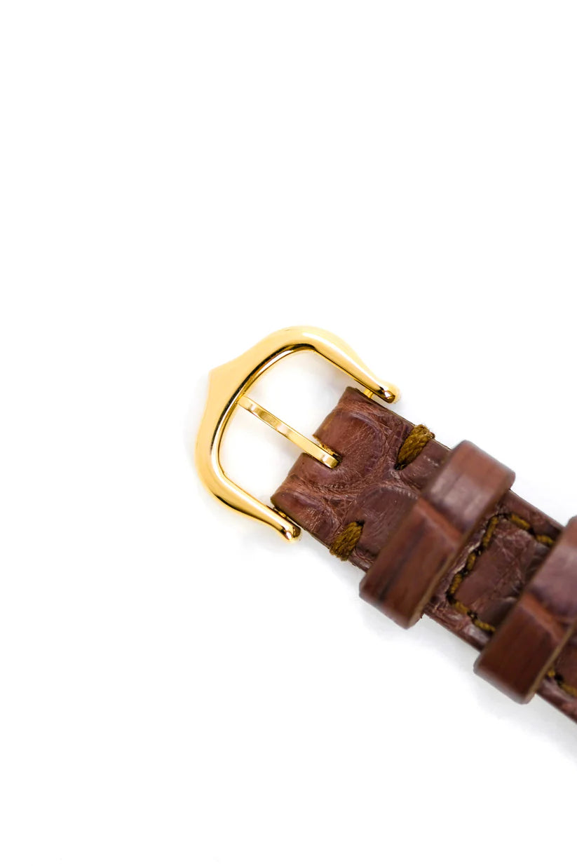 CARTIER "Tank" Watch in Yellow Gold and Leather