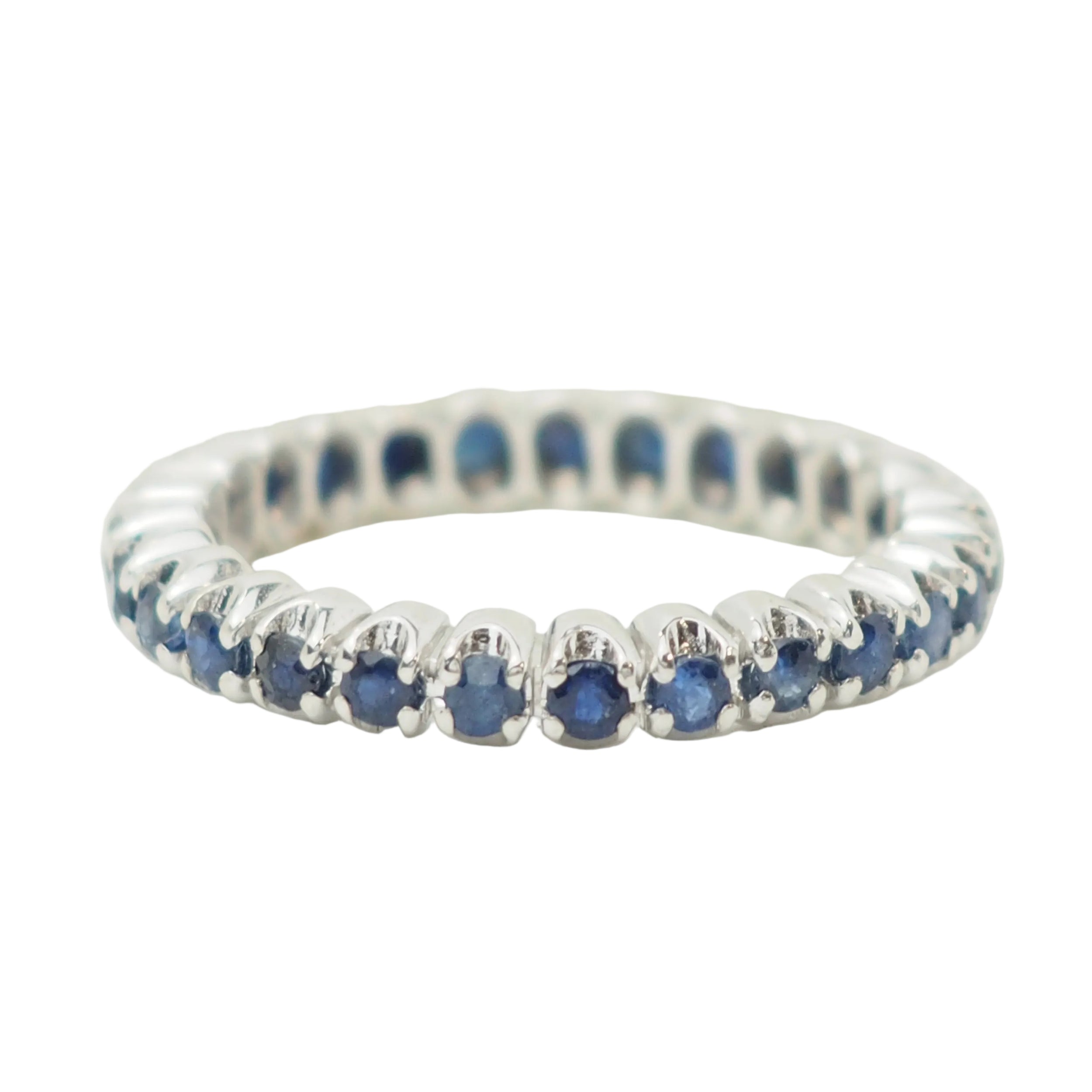 Bague Alliance en or blanc et saphirs