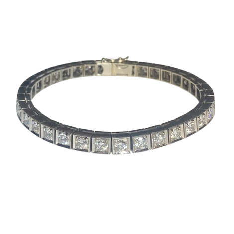 "Ligne" Bracelet in White Gold and Diamonds