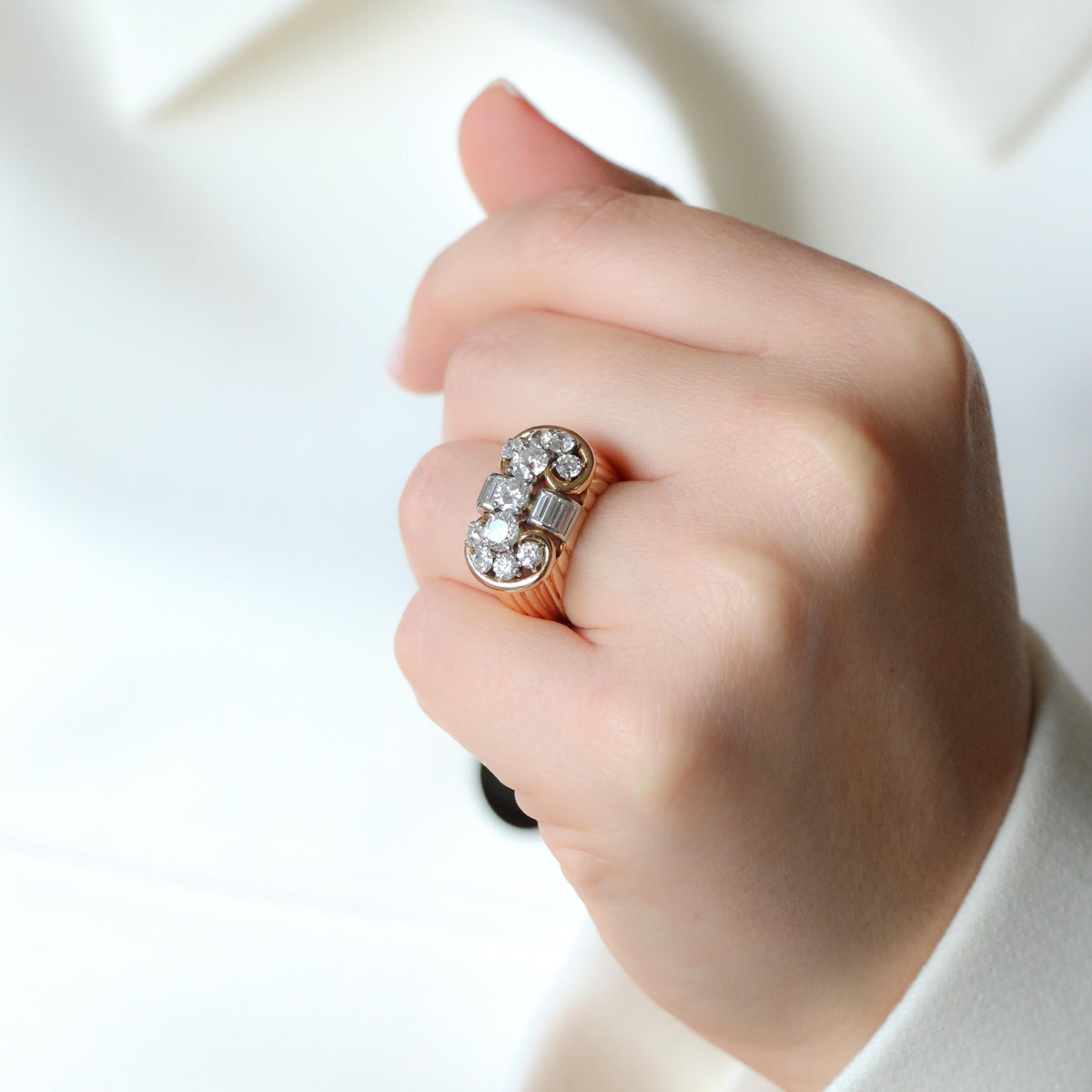 Yellow Gold and Diamond Tank Ring