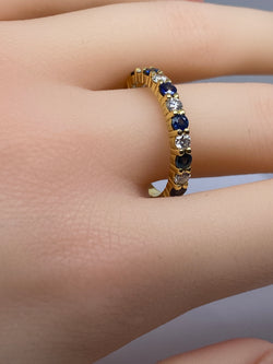 Yellow Gold Wedding Band with Sapphires and Diamonds