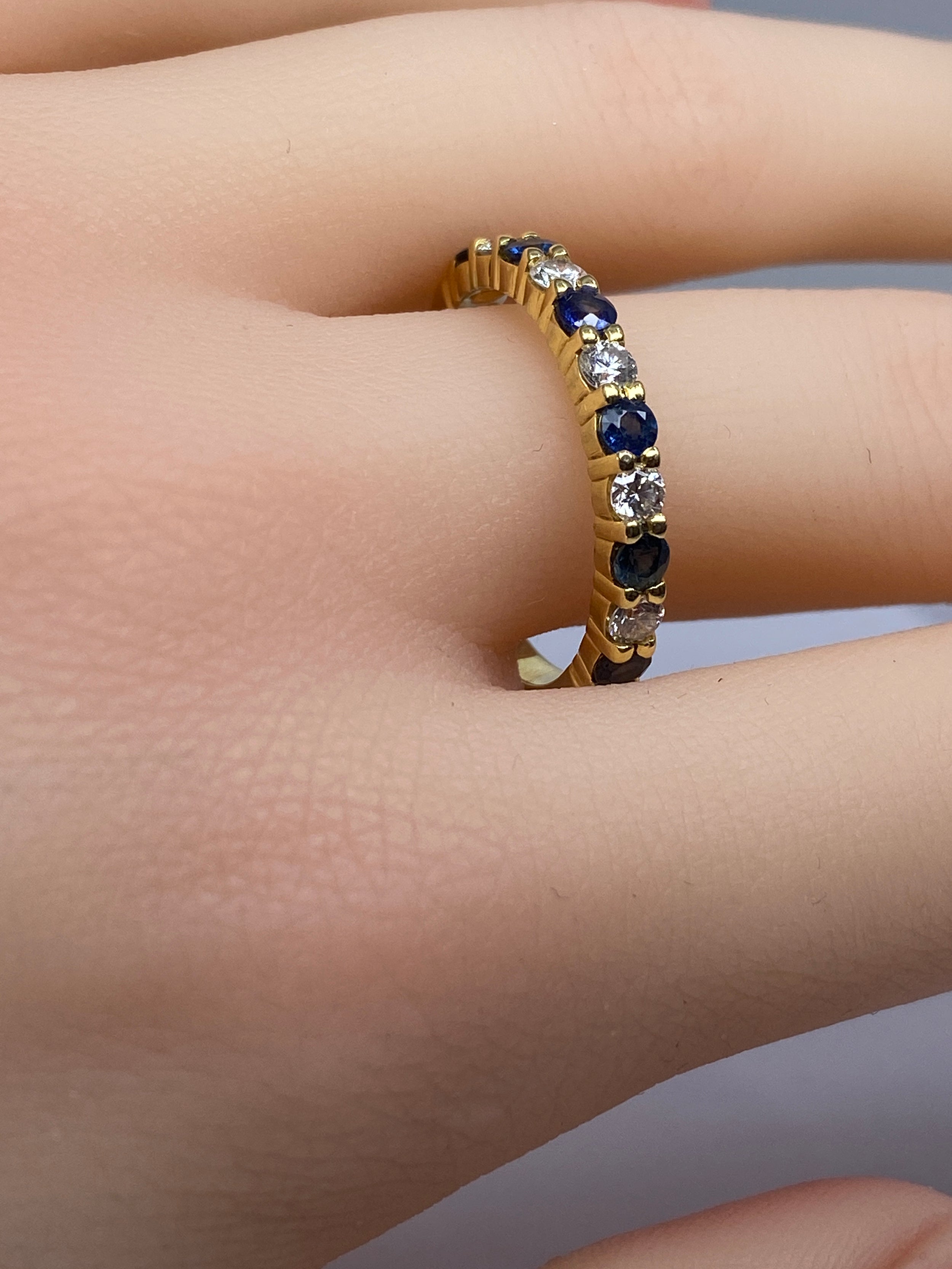 Yellow Gold Wedding Band with Sapphires and Diamonds