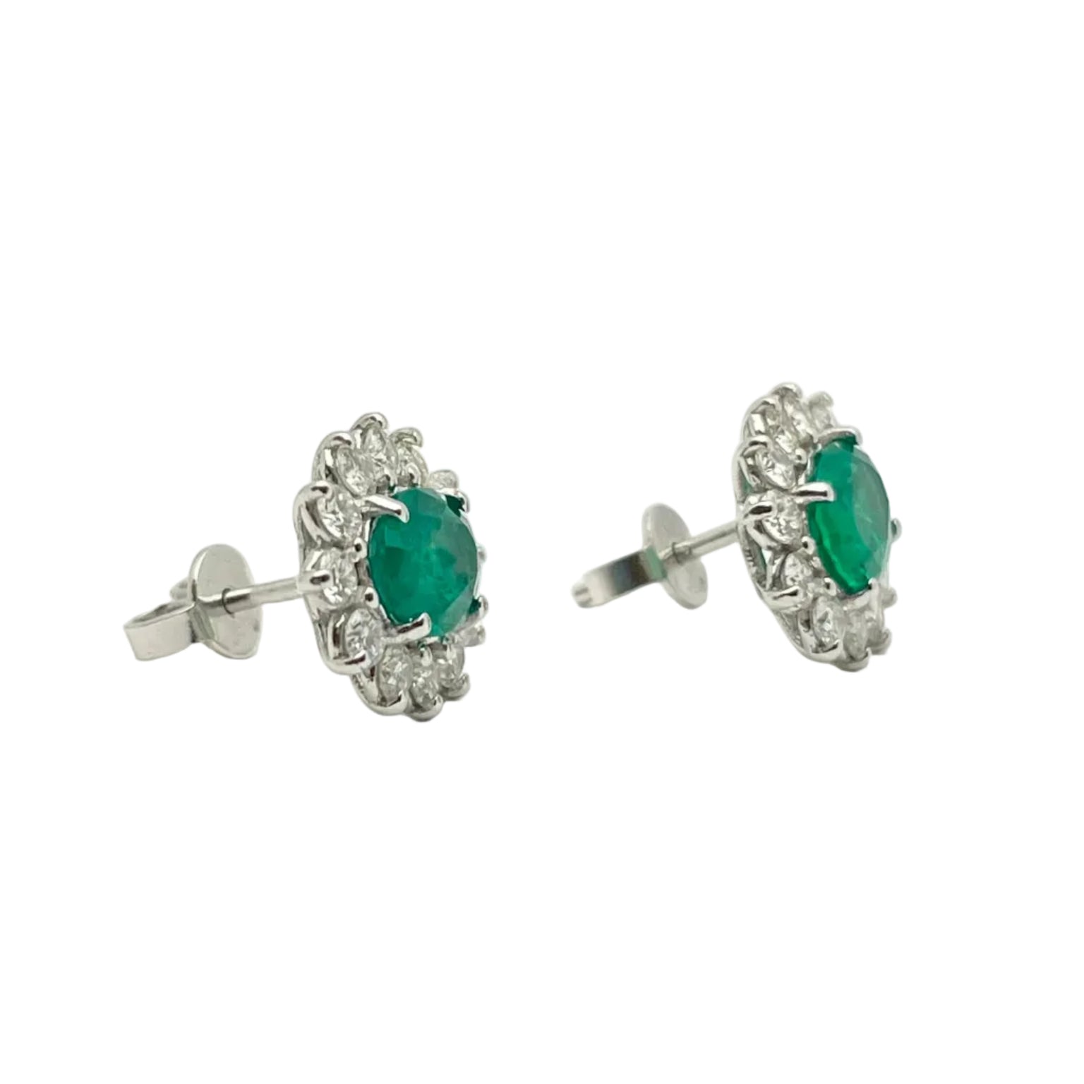 White Gold Earrings with Emeralds and Diamonds