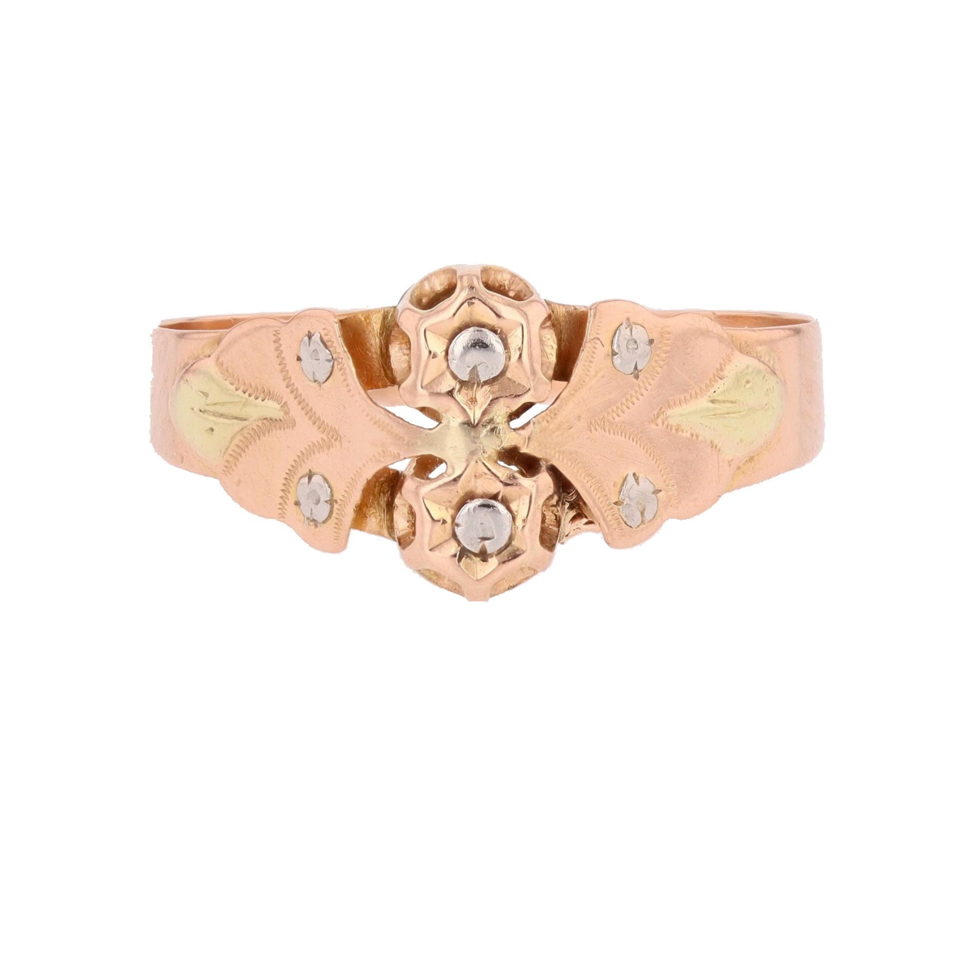Toi & Moi Ring in white gold, rose gold and green gold