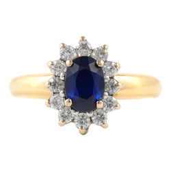 Marguerite Ring in Yellow Gold, Sapphire, and Zirconia
