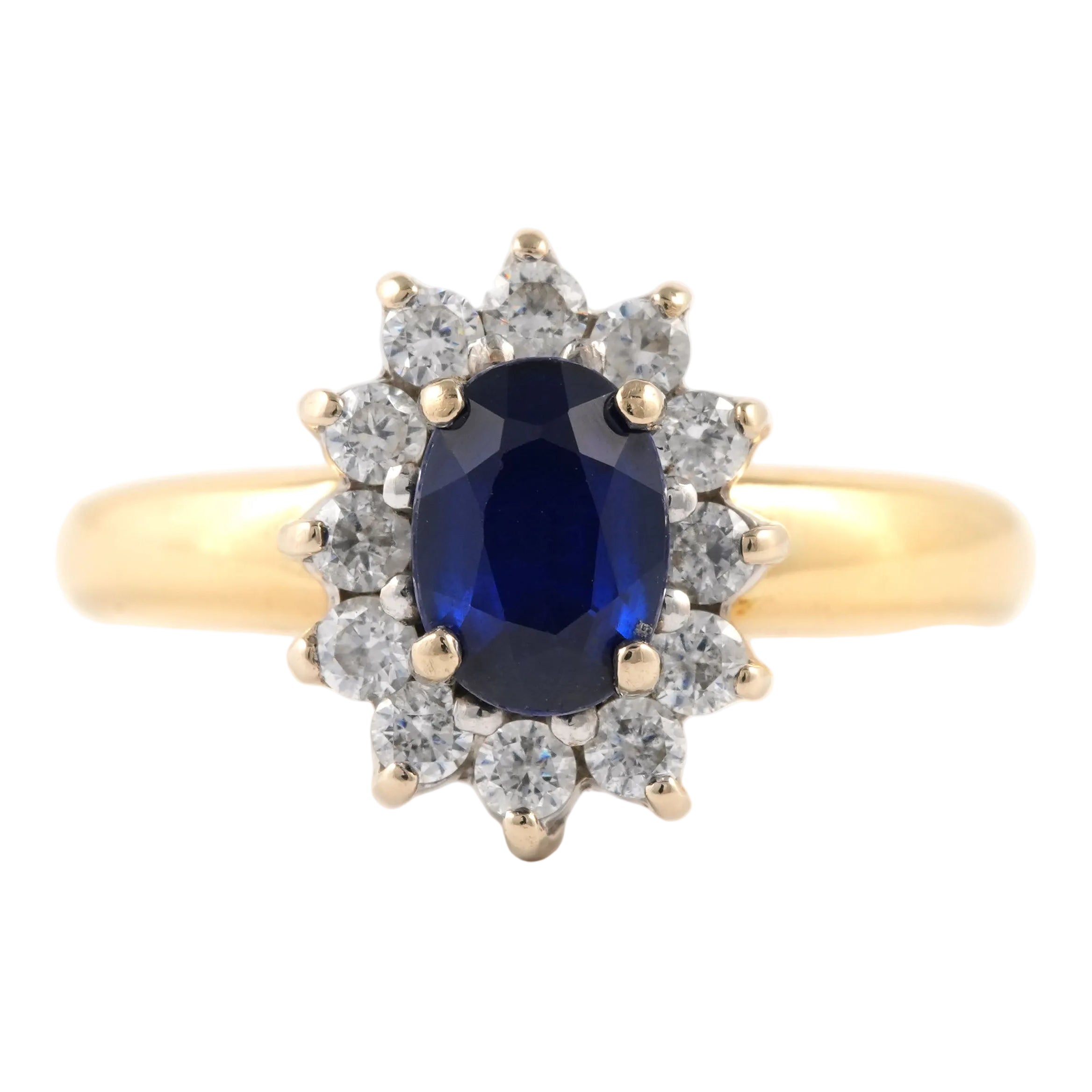 Marguerite Ring in Yellow Gold, Sapphire, and Zirconia