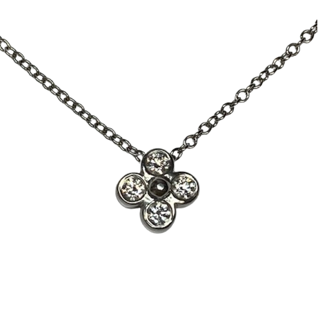 Collier Pendentif TIFFANY & CO. Trèfle en platine et diamants
