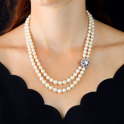 White Gold, Platinum, and Diamond Pearl Necklace