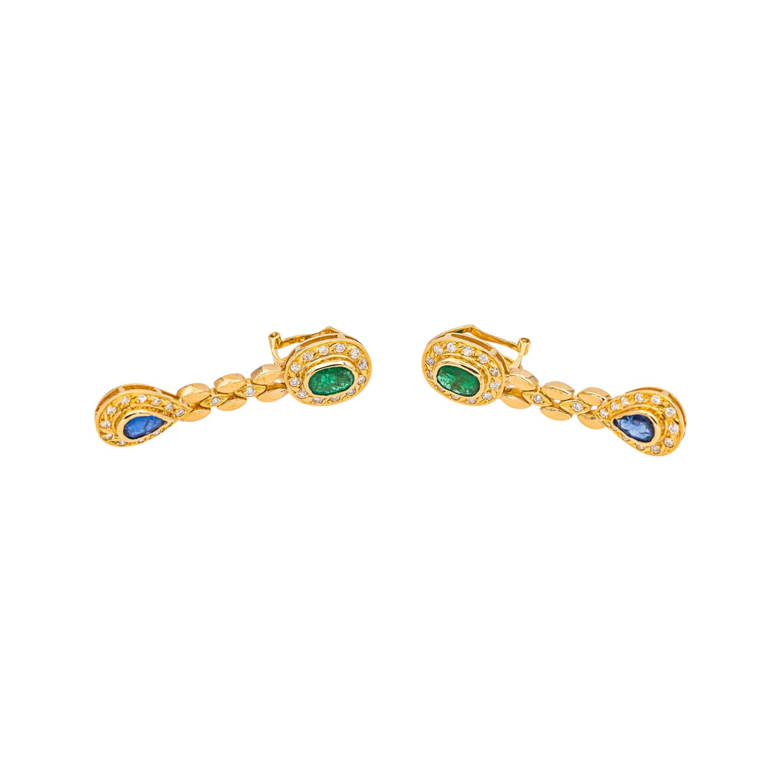 Boucles d'oreilles Or jaune Emeraude