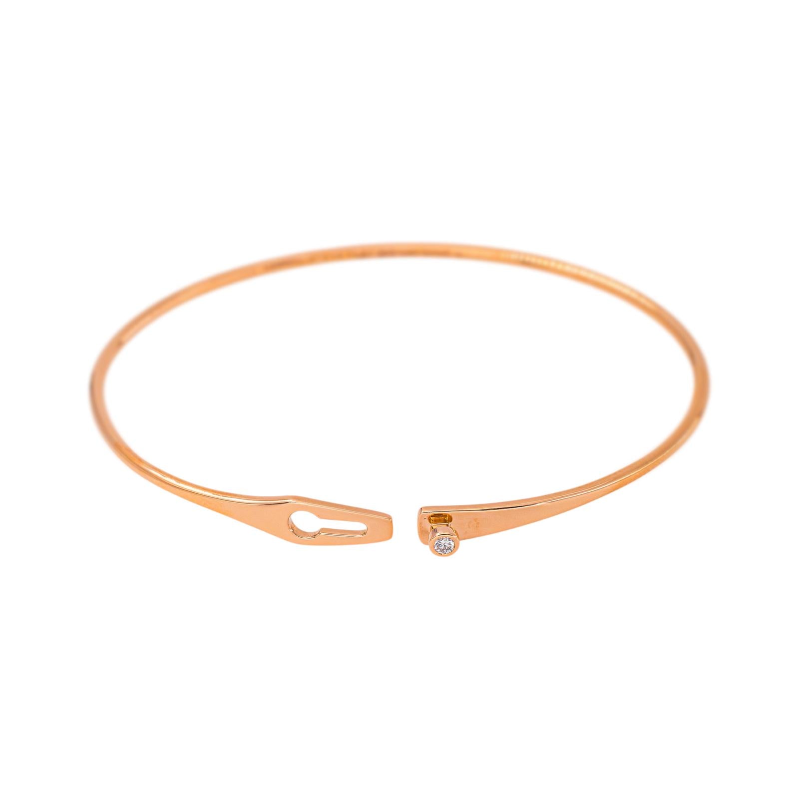 Dinh Van Bangle Bracelet with Clasp, Rose gold with Diamonds