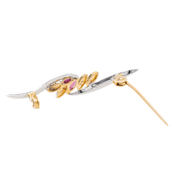 Broche Or jaune Rubis