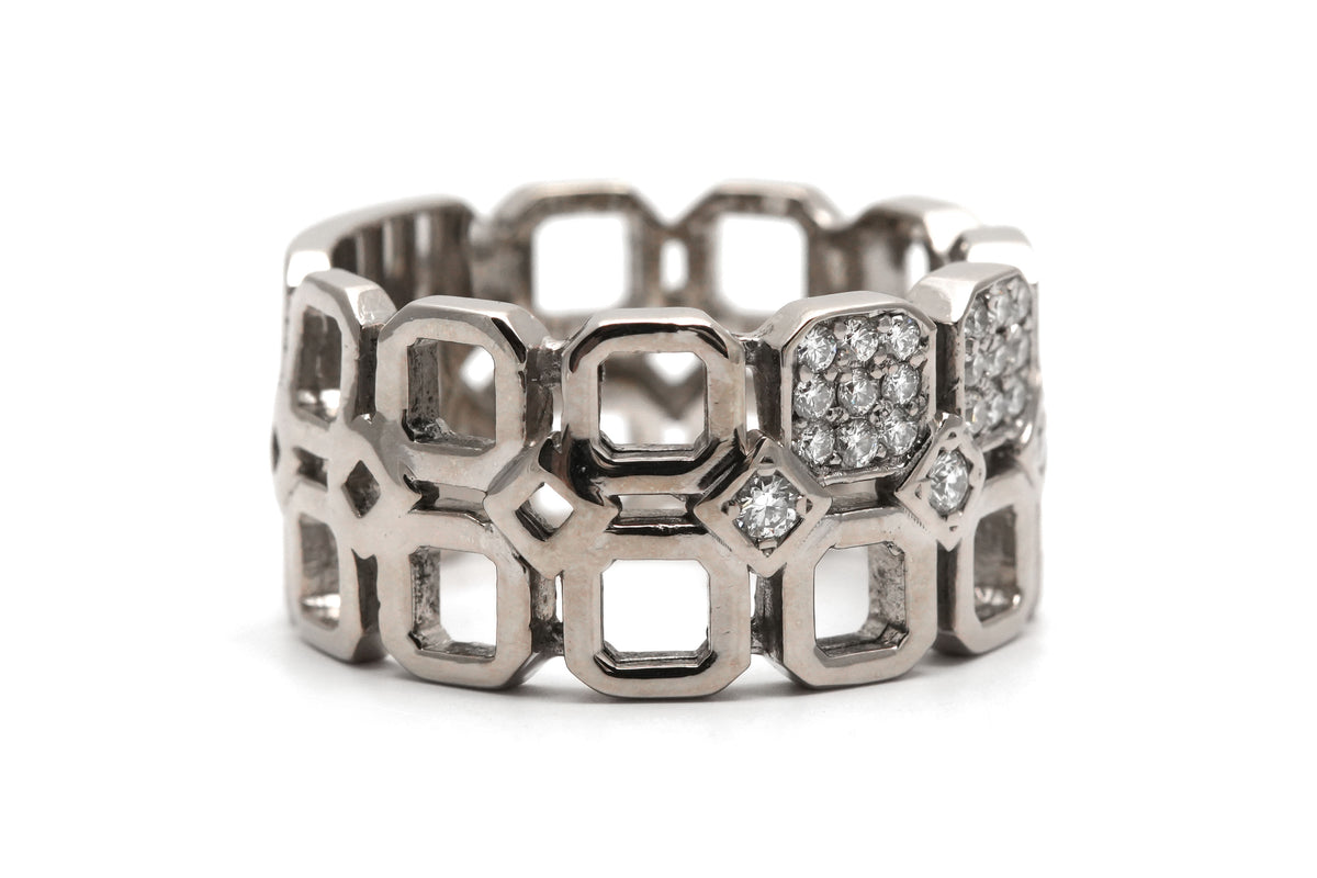 White Gold and Diamond Band Ring