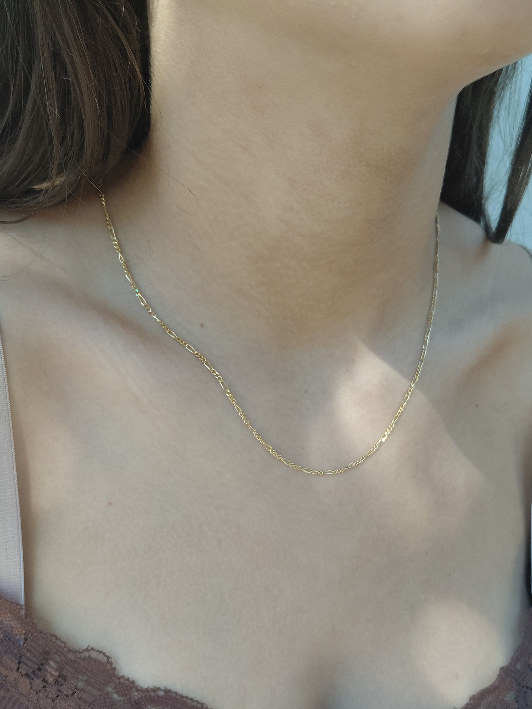 Rose gold Figaro chain