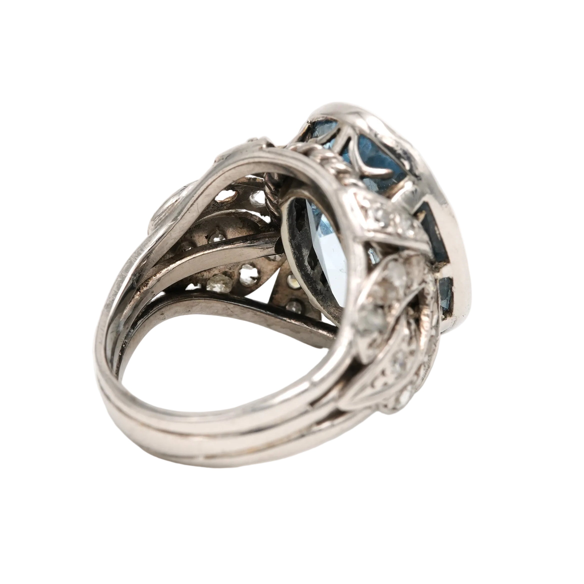 Cocktail Ring in White Gold, Platinum, Spinel, and Diamonds