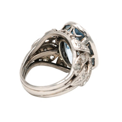 Cocktail Ring in White Gold, Platinum, Spinel, and Diamonds