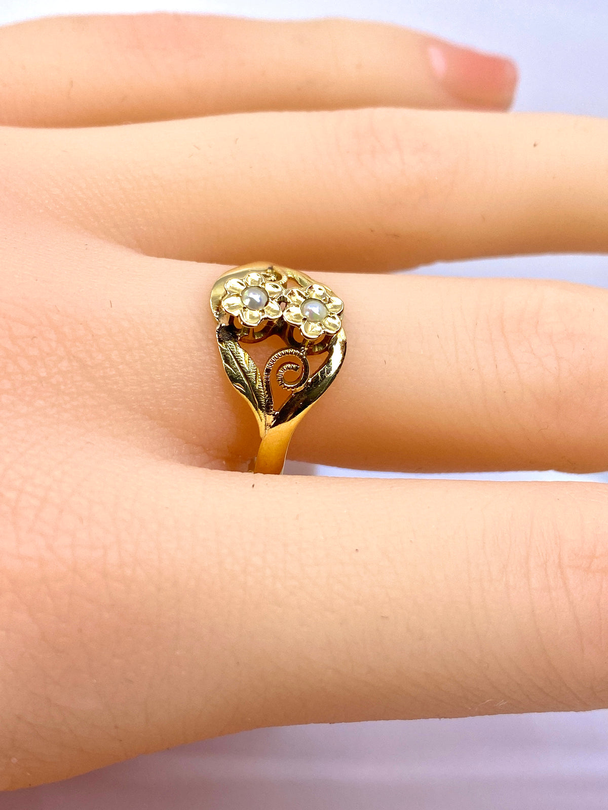 Bague Fleurettes en or et perles de culture