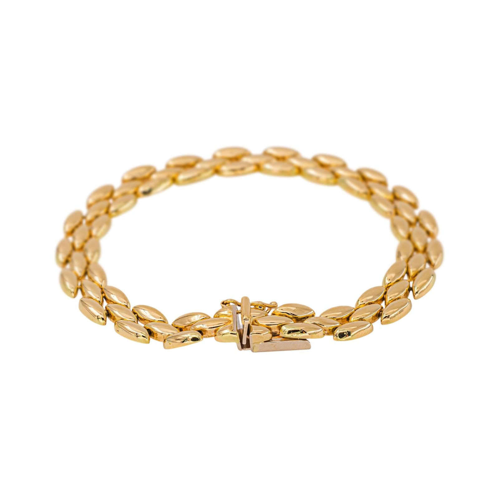 Yellow Gold Rice-Grain Link Bracelet