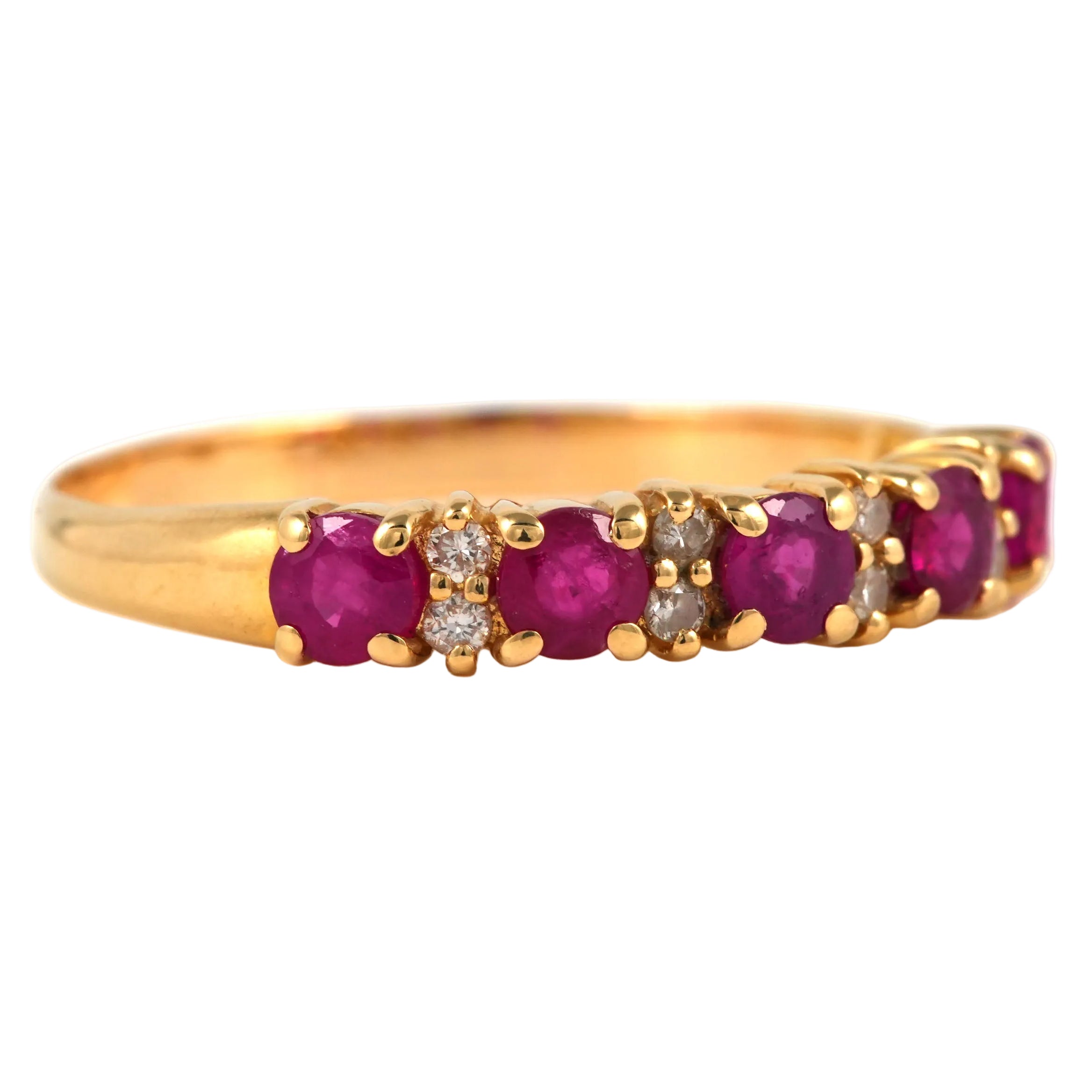 Yellow Gold Garter Ring with Rubies and Diamonds