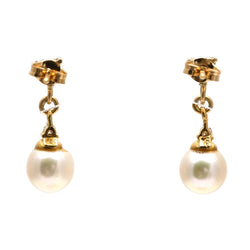 Yellow Gold Drop Earrings with Pearls and Diamonds