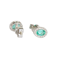 White Gold Earrings with Emeralds and Diamonds