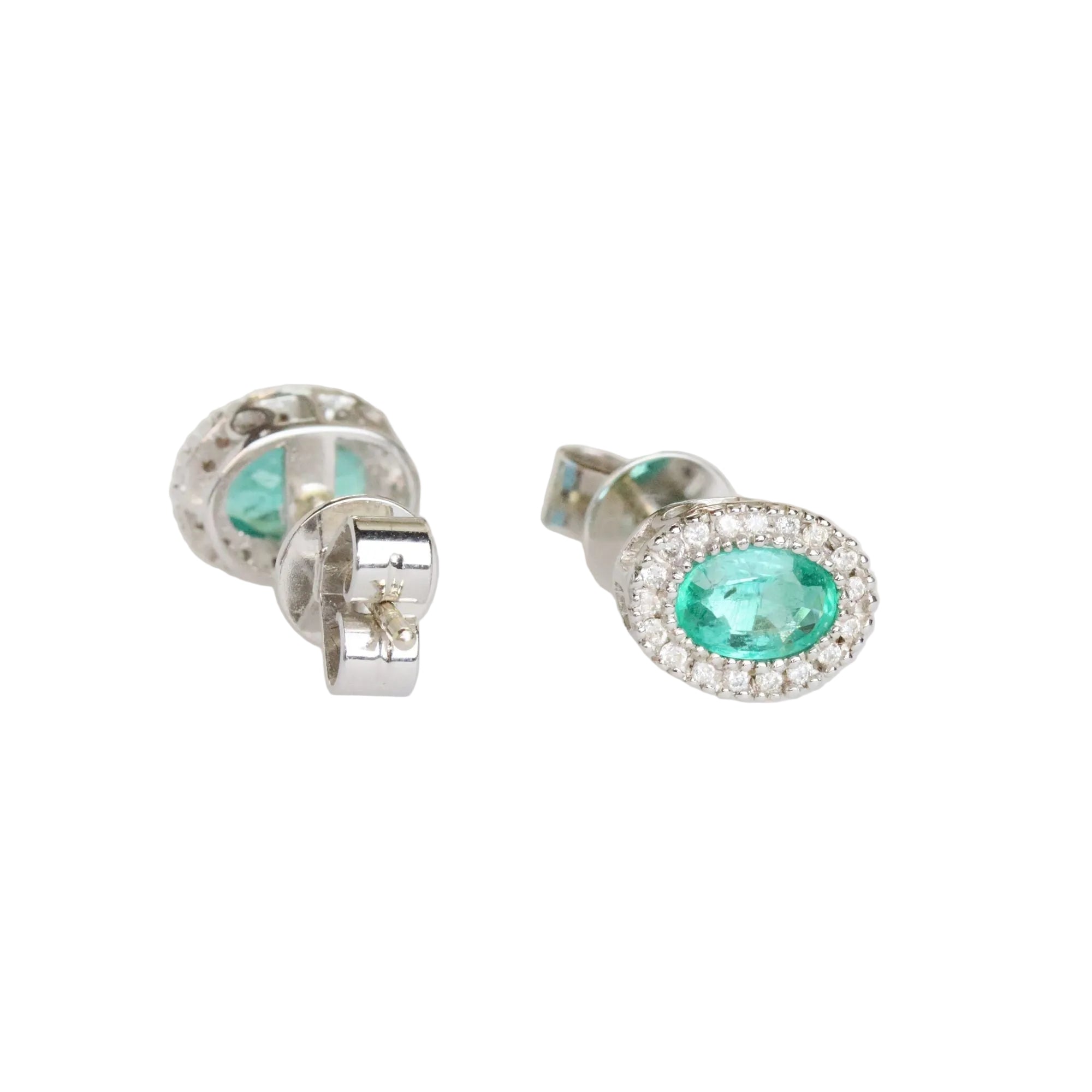 White Gold Earrings with Emeralds and Diamonds