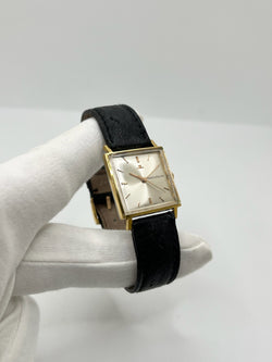 JAEGER-LECOULTRE "Vintage Carrée" Watch in Gold-plated, Silver, Steel, and Leather