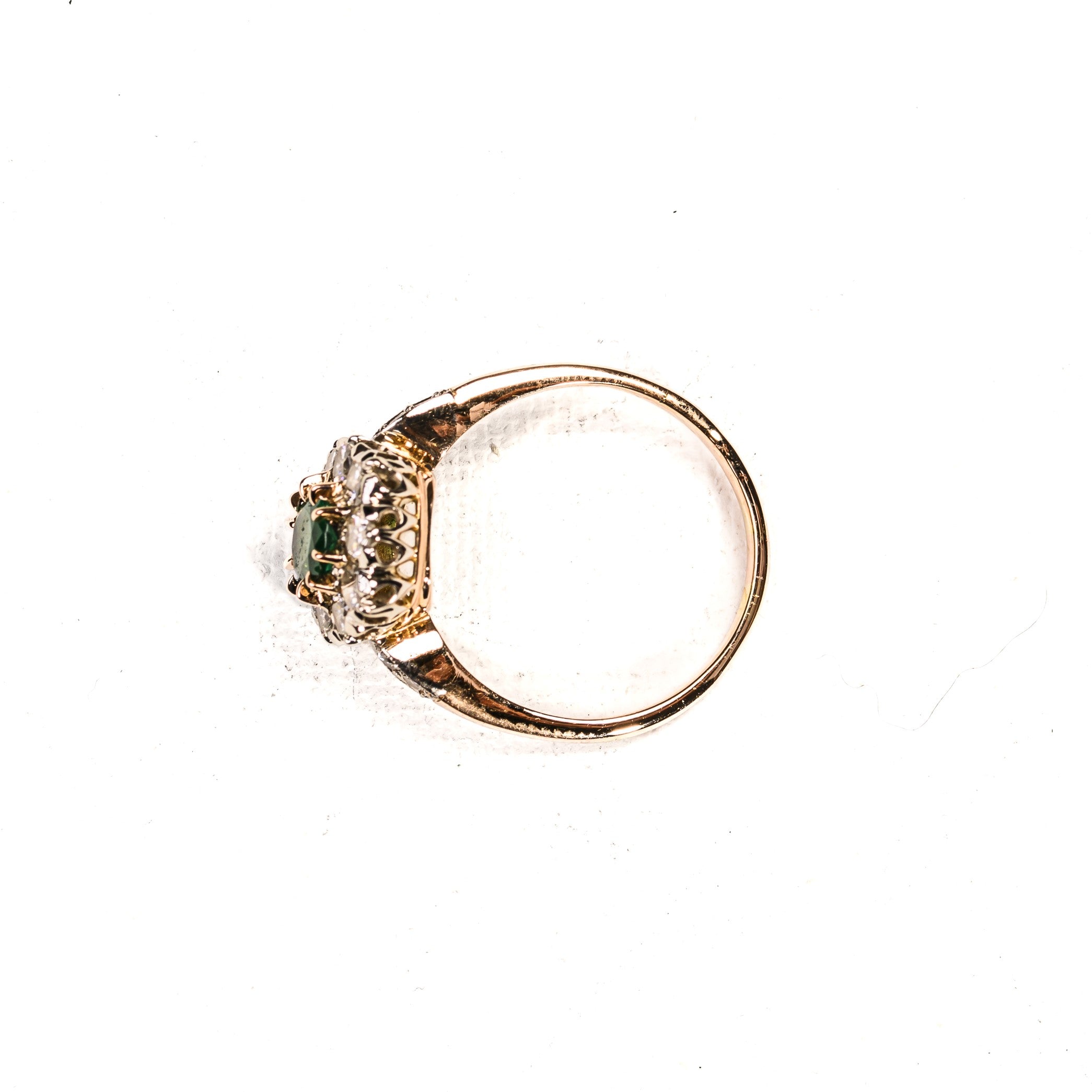 Marguerite Ring in Rose Gold, Emerald, and Diamonds