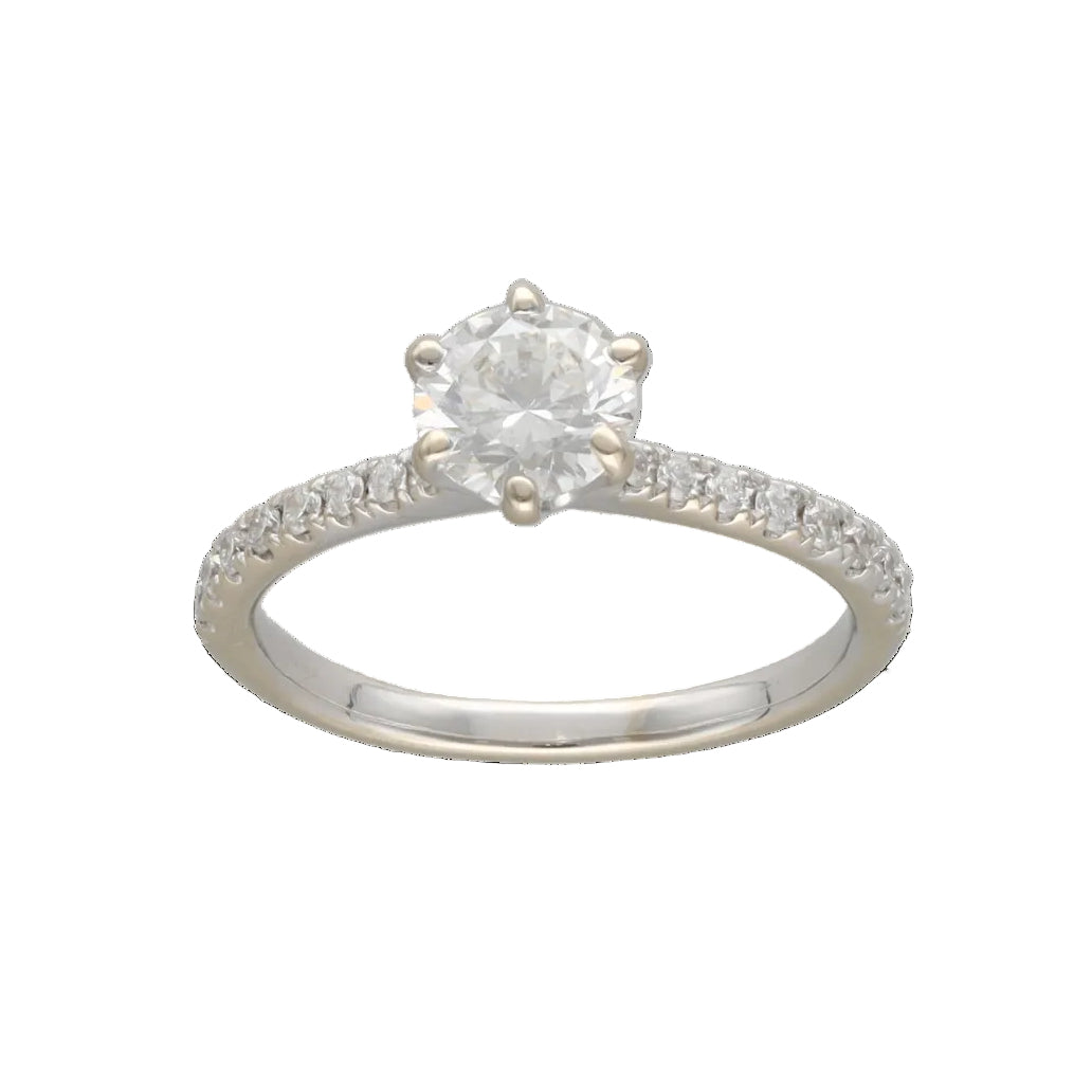 White Gold Solitaire Ring with Diamonds