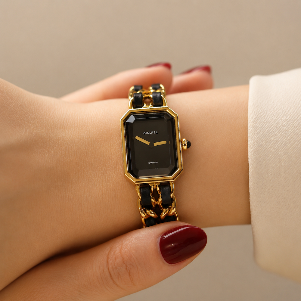 CHANEL "Première" Watch in Gold-plated Metal and Leather