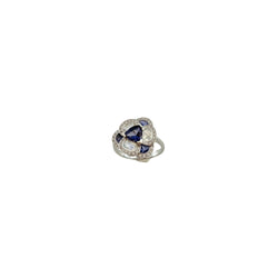 ISABELLE LANGLOIS "Flora Pensée" Entourage Ring in white gold, moonstones, iolites, and diamonds