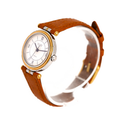 VAN CLEEF & ARPELS watch. PM "PA 49" in yellow gold, steel, and leather