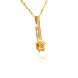 Yellow Gold and Pearl Pendant