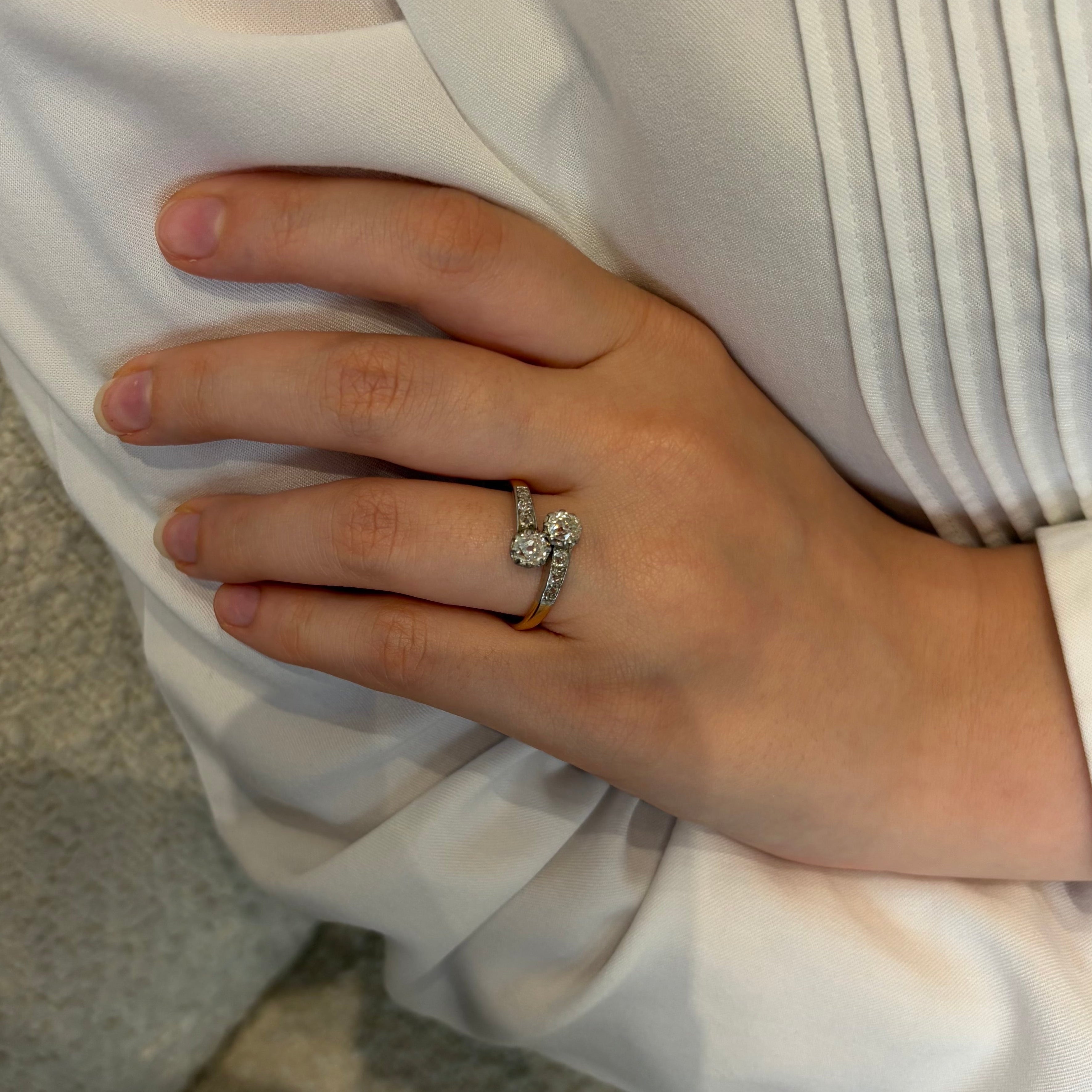 "Toi et Moi" Ring in Platinum, Yellow gold, and Diamonds