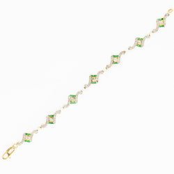 Art Deco bracelet in yellow gold, platinum, pearls, emeralds, and diamonds