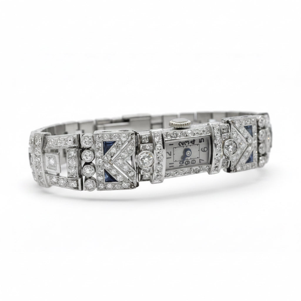 Art Deco ladies' watch in Platinum and Diamonds