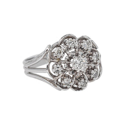White Gold Daisy Ring with Diamond