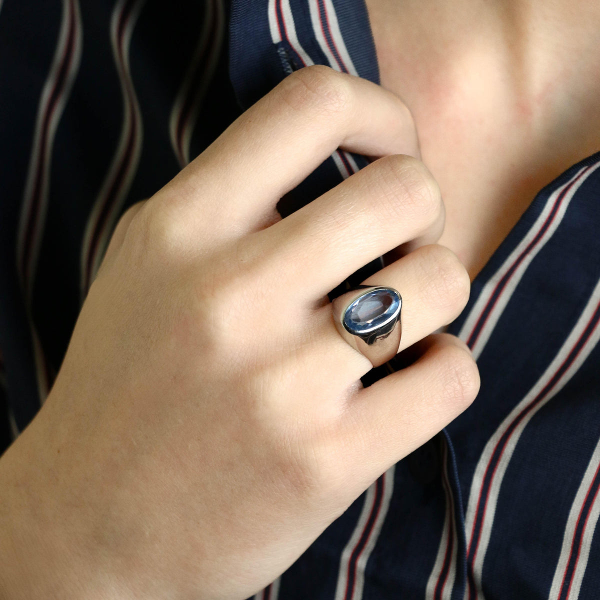 Rose gold and Aquamarine Signet Ring