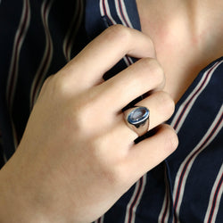 Rose gold and Aquamarine Signet Ring
