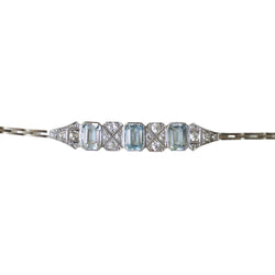 Bracelet en or blanc, aigues-marines et diamants