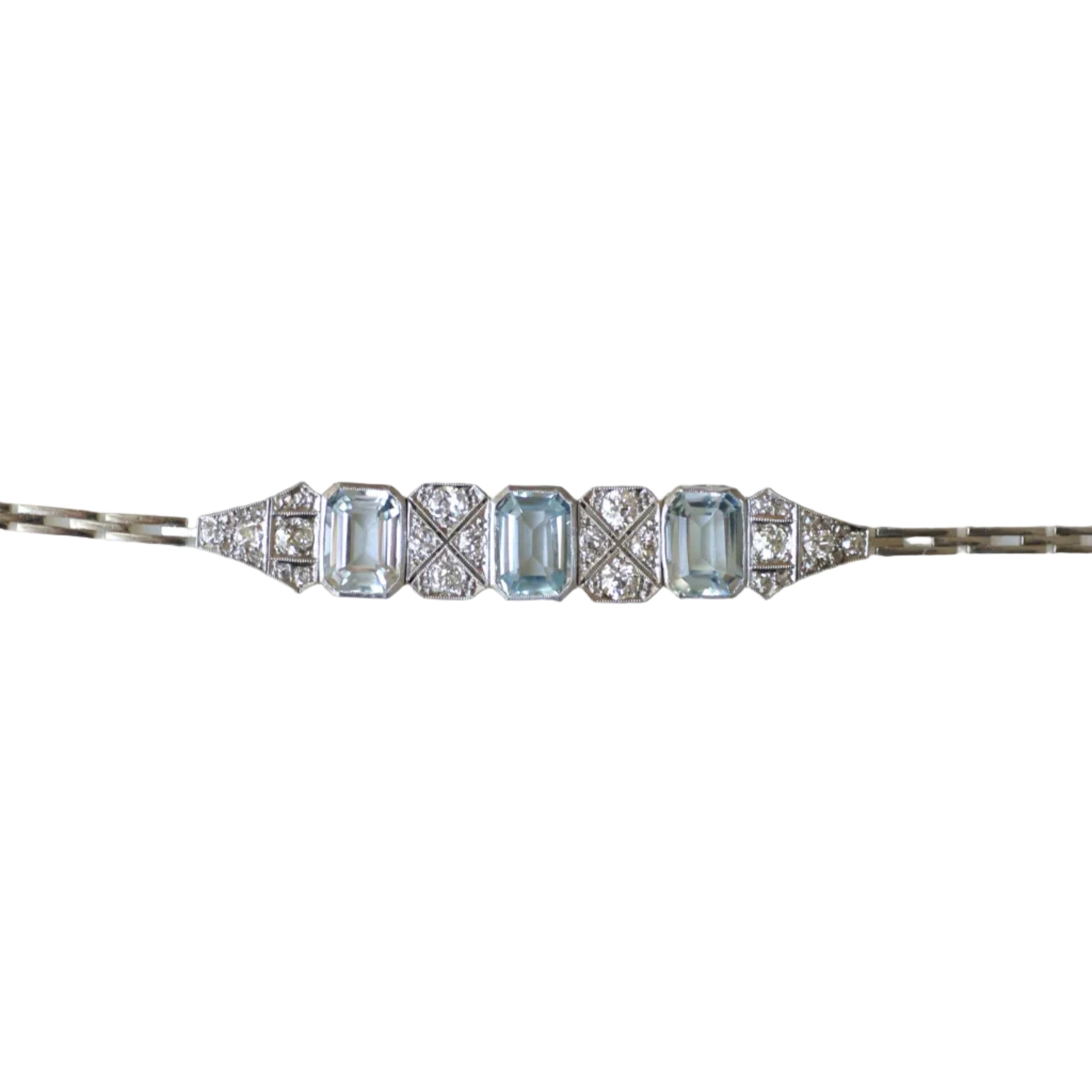 Bracelet en or blanc, aigues-marines et diamants