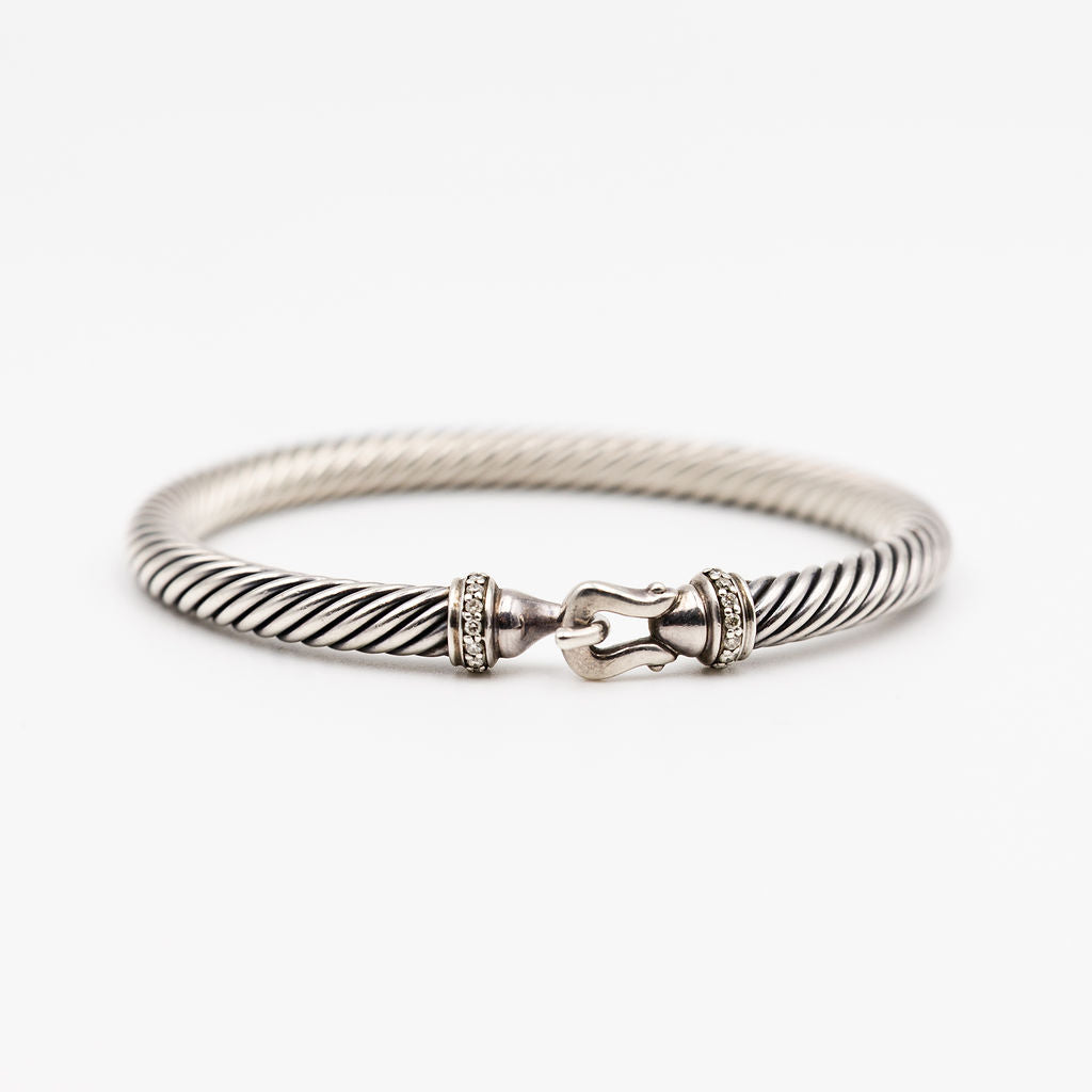 Bracelet DAVID YURMAN "Buckle Classic Cable" in silver and diamond