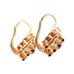 Yellow Gold and Garnet Lever-back Earrings