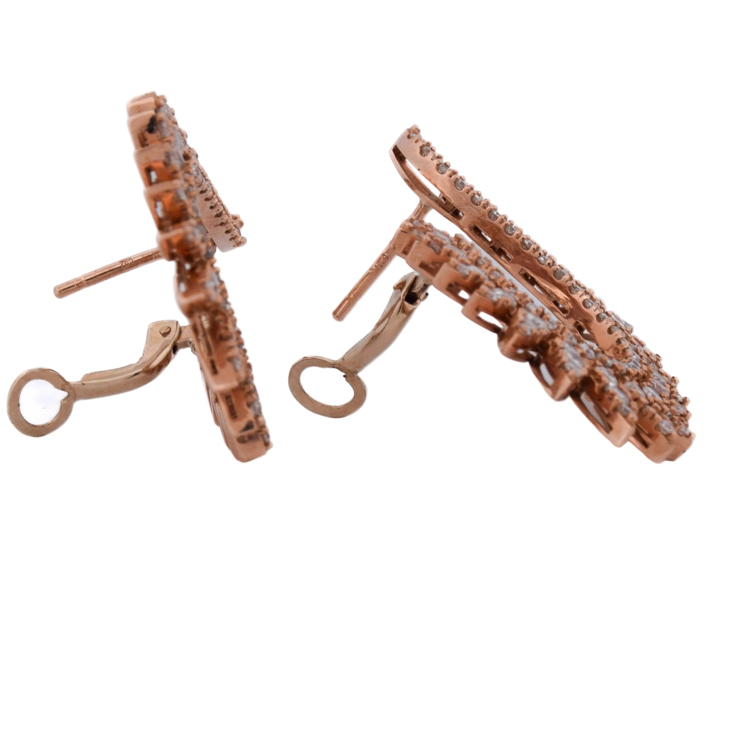 Rose Gold and Diamond Clip-On Earrings