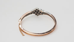 Rose Gold, Silver, and Diamond Bangle Bracelet