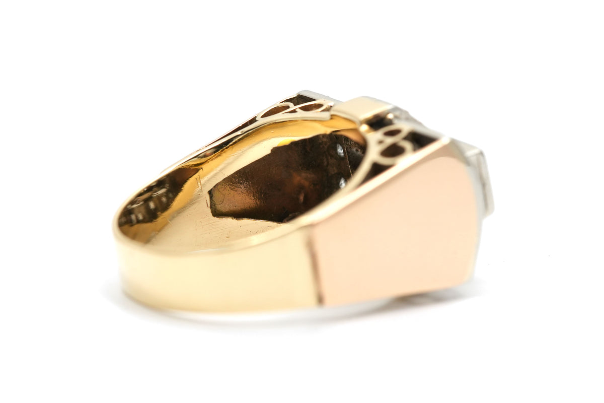 Tank Ring in Yellow Gold and Sapphires
